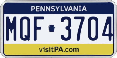 PA license plate MQF3704