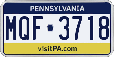 PA license plate MQF3718