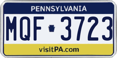 PA license plate MQF3723