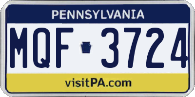 PA license plate MQF3724