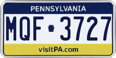 PA license plate MQF3727
