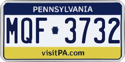 PA license plate MQF3732