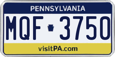 PA license plate MQF3750