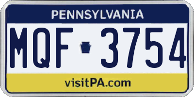 PA license plate MQF3754