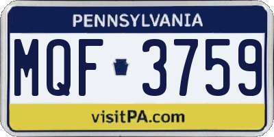 PA license plate MQF3759