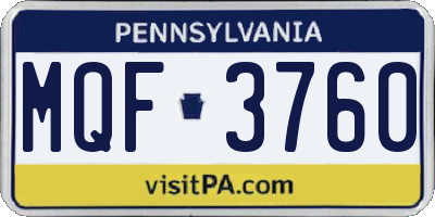 PA license plate MQF3760