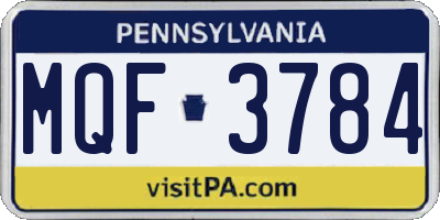 PA license plate MQF3784