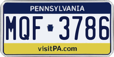 PA license plate MQF3786