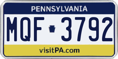 PA license plate MQF3792