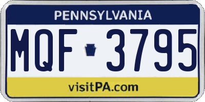 PA license plate MQF3795