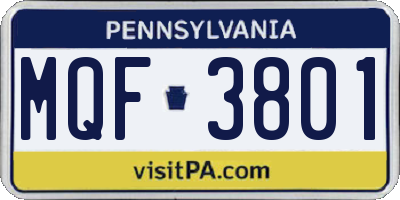 PA license plate MQF3801