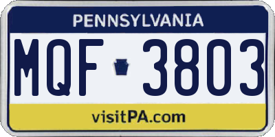 PA license plate MQF3803
