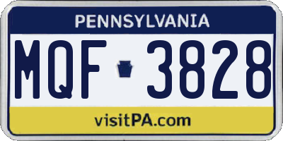 PA license plate MQF3828