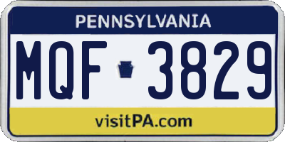 PA license plate MQF3829