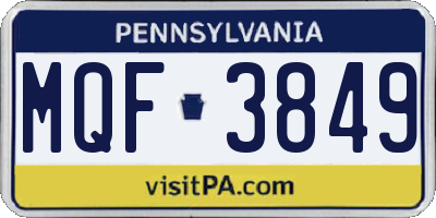 PA license plate MQF3849