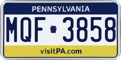 PA license plate MQF3858