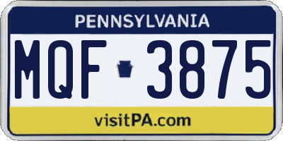 PA license plate MQF3875