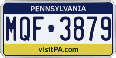 PA license plate MQF3879