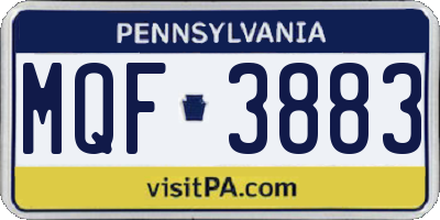 PA license plate MQF3883