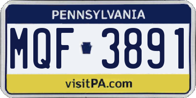 PA license plate MQF3891