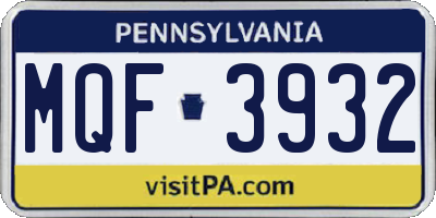 PA license plate MQF3932