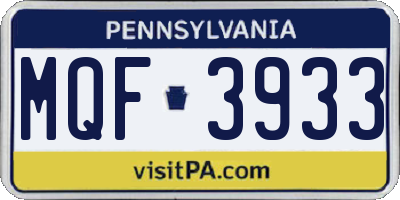 PA license plate MQF3933