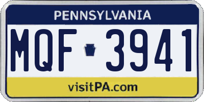 PA license plate MQF3941