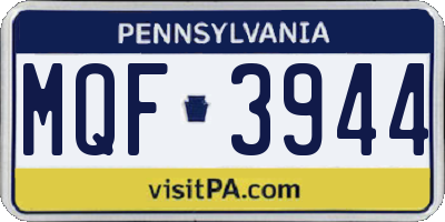 PA license plate MQF3944