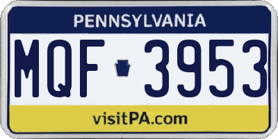 PA license plate MQF3953