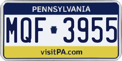 PA license plate MQF3955
