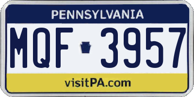 PA license plate MQF3957