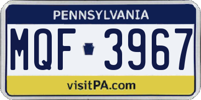 PA license plate MQF3967