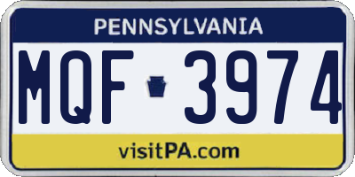 PA license plate MQF3974