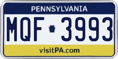 PA license plate MQF3993