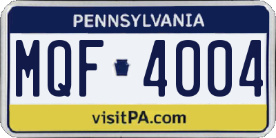 PA license plate MQF4004