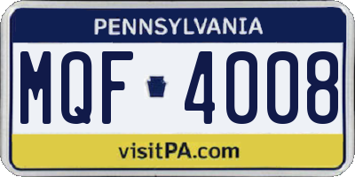 PA license plate MQF4008