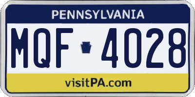 PA license plate MQF4028