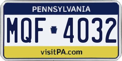 PA license plate MQF4032