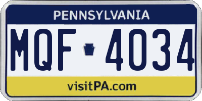 PA license plate MQF4034