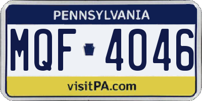 PA license plate MQF4046