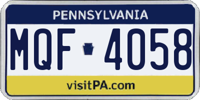 PA license plate MQF4058