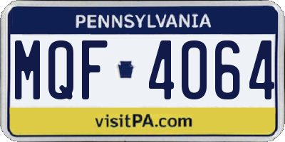 PA license plate MQF4064