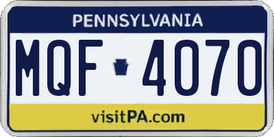 PA license plate MQF4070