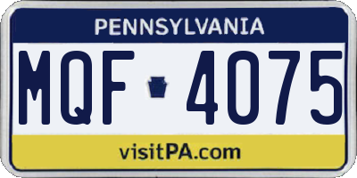PA license plate MQF4075