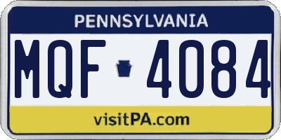 PA license plate MQF4084