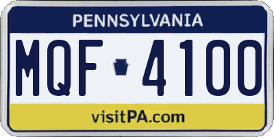 PA license plate MQF4100