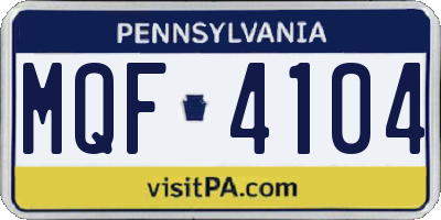 PA license plate MQF4104