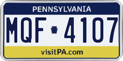PA license plate MQF4107