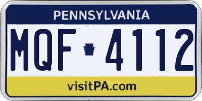 PA license plate MQF4112
