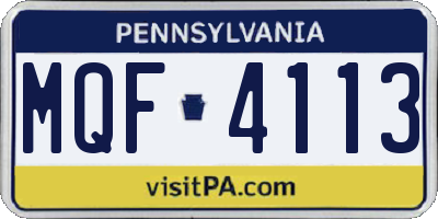 PA license plate MQF4113